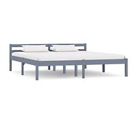 vidaXL Giroletto Classico Elegante Robusto Struttura Telaio Letto Grigio 160x200 cm con Testiera e Doghe in Compensato Legno Massello Pino