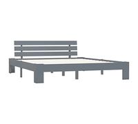 vidaXL Giroletto Classico Elegante Robusto Struttura Telaio Letto Grigio 180x200 cm con Testiera Doghe in Compensato Legno Massello Pino