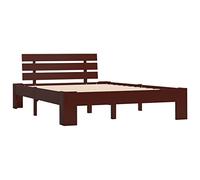 vidaXL Giroletto Classico Elegante Robusto Struttura Telaio Letto Marrone Scuro 120x200 cm con Testiera Doghe in Compensato Legno Massello Pino