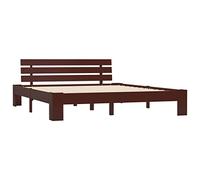 vidaXL Giroletto Classico Elegante Robusto Struttura Telaio Letto Marrone Scuro 160x200 cm con Testiera Doghe in Compensato Legno Massello Pino