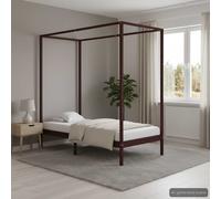 vidaXL Giroletto con Baldacchino senza Materasso Marrone Pino 90x200cm