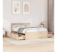 vidaXL Giroletto con Cassetti 140x190 cm in Legno Massello di Pino, giroletto con cassetti, arredo camera da letto, letto contenitore