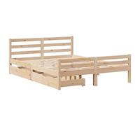 vidaXL Giroletto con Cassetti 140x200 cm in Legno Massello di Pino, Telaio Letto, Rete Letto, Arredamento Camera da Letto, Struttura Letto