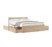 vidaXL Giroletto con Cassetti 160x200 cm in Legno Massello di Pino, giroletto con cassetti, arredo Camera da Letto, Letto Contenitore