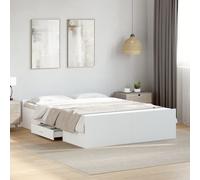 vidaXL Letto con cassetti, rete matrimoniale per ospiti, struttura del letto, mobile per camera da letto, legno di ingegneria bianco, 140 x 190 cm