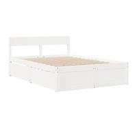 vidaXL Giroletto con Cassetti Bianco 140x190 cm Legno Massello di Pino, giroletto con cassetti, arredo camera da letto, letto contenitore