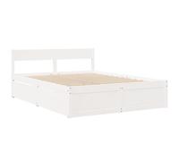vidaXL Giroletto con Cassetti Bianco 140x200 cm Legno Massello di Pino, giroletto con cassetti, arredo camera da letto, letto contenitore