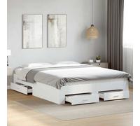vidaXL Giroletto con Cassetti Bianco 160x200 cm in Legno Multistrato