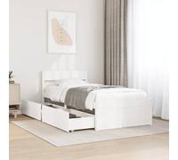vidaXL Giroletto con Cassetti Bianco 75x190 cm Legno Massello di Pino, Telaio Letto, Base Letto, Letto in Legno, Struttura Letto, Letto, Letto Singolo