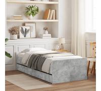 vidaXL Giroletto con Cassetti Grigio Cemento 75x190 cm Small Single
