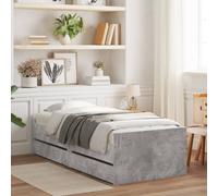 vidaXL Giroletto con Cassetti Grigio Cemento 75x190 cm Small Single