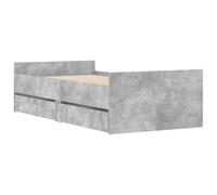 vidaXL Giroletto con Cassetti Grigio Cemento 75x190 cm Small Single
