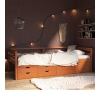 vidaXL Giroletto con Cassetti Grigio Scuro in Legno di Pino 90x200 cm