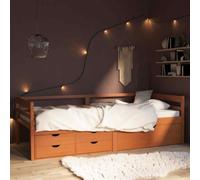 vidaXL Giroletto con Cassetti Grigio Scuro in Legno di Pino 90x200 cm