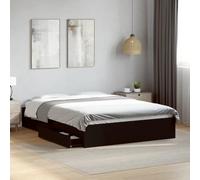vidaXL Giroletto con Cassetti Nero 140x190 cm in Legno Multistrato