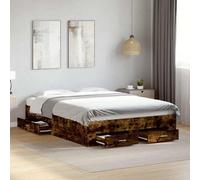 vidaXL Giroletto con Cassetti Rovere Fumo 135x190 cm Legno Multistrato