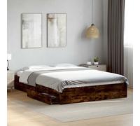 vidaXL Giroletto con Cassetti Rovere Fumo 160x200 cm Legno Multistrato