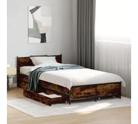 vidaXL Giroletto con Cassetti Rovere Fumo 75x190 cm Legno Multistrato