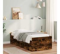 vidaXL Giroletto con Cassetti Rovere Fumo 90x200 cm