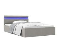 vidaXL Giroletto con Contenitore e LED Grigio Chiaro Tessuto 140x200cm