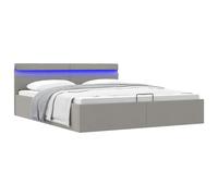 vidaXL Giroletto con Contenitore e LED Grigio Chiaro Tessuto 160x200cm