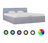Giroletto con contenitore e led grigio chiaro tessuto 180x200cm