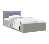 vidaXL Giroletto con Contenitore e LED Grigio Chiaro Tessuto 90x200 cm