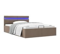 vidaXL Giroletto con Contenitore e LED Tortora Tessuto 120x200 cm
