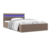vidaXL Giroletto con Contenitore e LED Tortora Tessuto 140x200 cm
