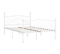 vidaXL Giroletto con Doghe Bianco in Metallo 160x200 cm