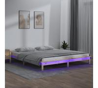 vidaXL Giroletto con LED 150x200 cm King Size in Legno Massello