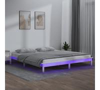 vidaXL Giroletto con LED Bianco 150x200cm King Size in Legno Massello