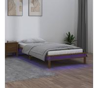 vidaXL Giroletto con LED Miele 100x200 cm in Legno Massello