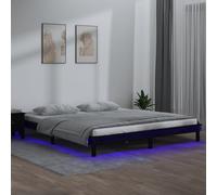 vidaXL Giroletto con LED Nero 140x190 cm in Legno Massello