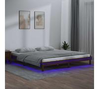 vidaXL Giroletto con LED Miele 140x200 cm in Legno Massello