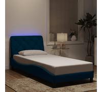 vidaXL Giroletto con LED senza Materasso Blu 90x190 cm in Velluto