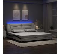 vidaXL Giroletto con LED senza Materasso Hvar Bianco e Nero 200x200 cm