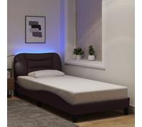 vidaXL Giroletto con LED senza Materasso Hvar Marrone Scuro 90x200 cm