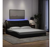 vidaXL Giroletto con LED senza Materasso Hvar Nero 180x200 cm in Tessuto