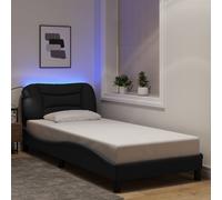 vidaXL Giroletto con LED senza Materasso Hvar Nero 90x190 cm in Tessuto