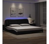 vidaXL Giroletto con LED senza Materasso Hvar Nero e Bianco 200x200 cm