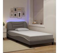 vidaXL Giroletto con LED senza Materasso Hvar Tortora 100x200 cm in Tessuto