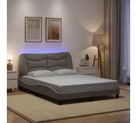 vidaXL Giroletto con LED senza Materasso Hvar Tortora 120x200 cm Tessuto
