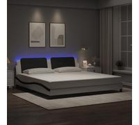 vidaXL Giroletto con LED senza Materasso Zadar Bianco e Nero 200x200 cm