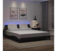 vidaXL Giroletto con LED senza Materasso Zadar Nero e Bianco 180x200 cm