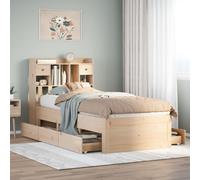 vidaXL Giroletto con Libreria senza Materasso 75x190 cm in Legno Pino