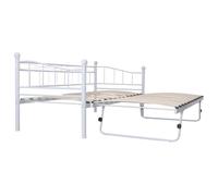 vidaXL Giroletto con Rete a Doghe Elegante Classico Robusto Resistente Arredo Casa Struttura Telaio Letto Bianco in Acciaio 180x200/90x200 cm