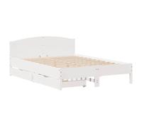 vidaXL Giroletto con Testiera Bianco 120x190 cm Legno Massello di Pino, Rete Letto, Letto, Base Letto, Mobile Camera da Letto, Telaio Letto