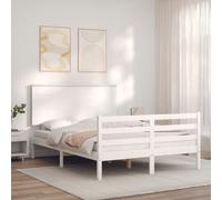 vidaXL Giroletto con Testiera Bianco 120x200 cm in Legno Massello