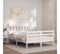 vidaXL Giroletto con Testiera Bianco 120x200 cm in Legno Massello